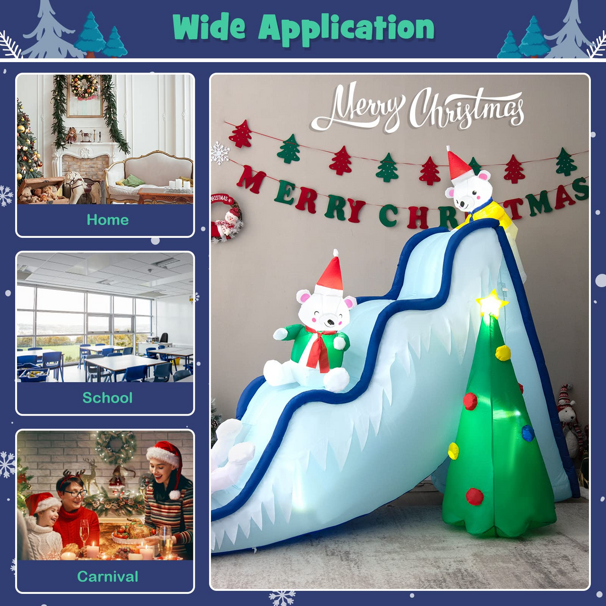 Lucktree Christmas Inflatable Polar Bear Slide Scene Decoration