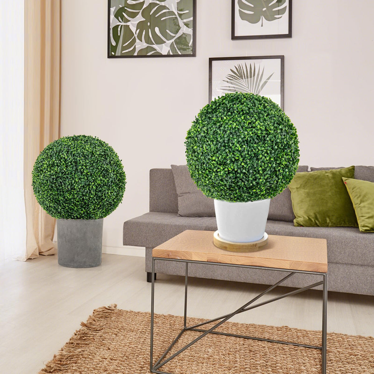Lucktree 2 PCS 20 Inch Artificial Plant Topiary Ball, Round Faux Boxwood Balls Outdoor