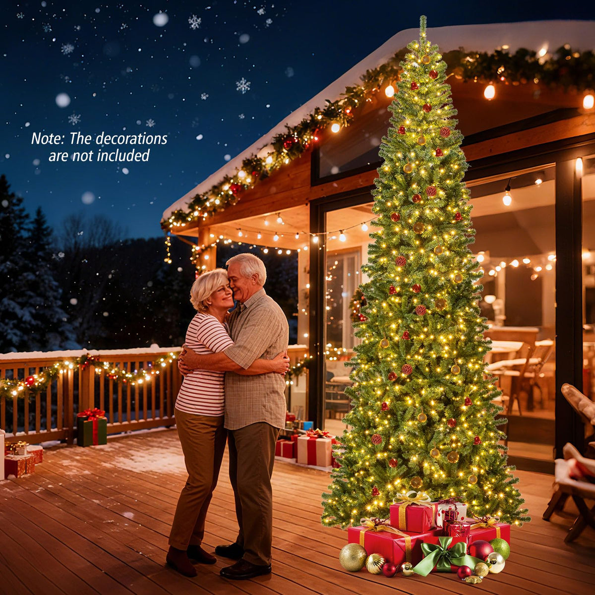 Lucktree 12 FT Pre-Lit Artificial Christmas Tree with Quick Power Connector