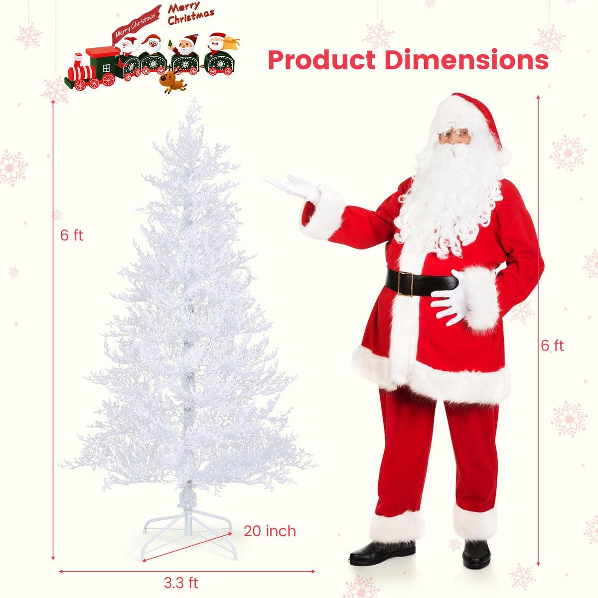 Lucktree 6ft Pre-Lit Artificial Christmas Tree with 300 Multi-Color & Warm-White Fairy LED Lights