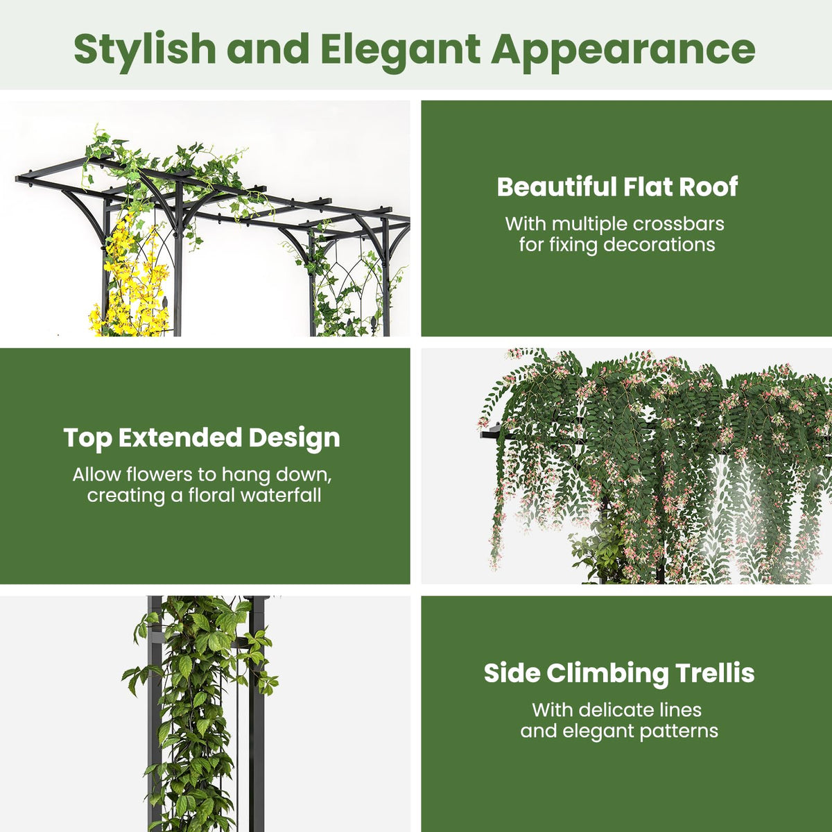 Lucktree Garden Arch Trellis, Wedding Arbor for Ceremony Party, 79''W x 81''H, Metal Garden Arbor for Climbing Plants Rose