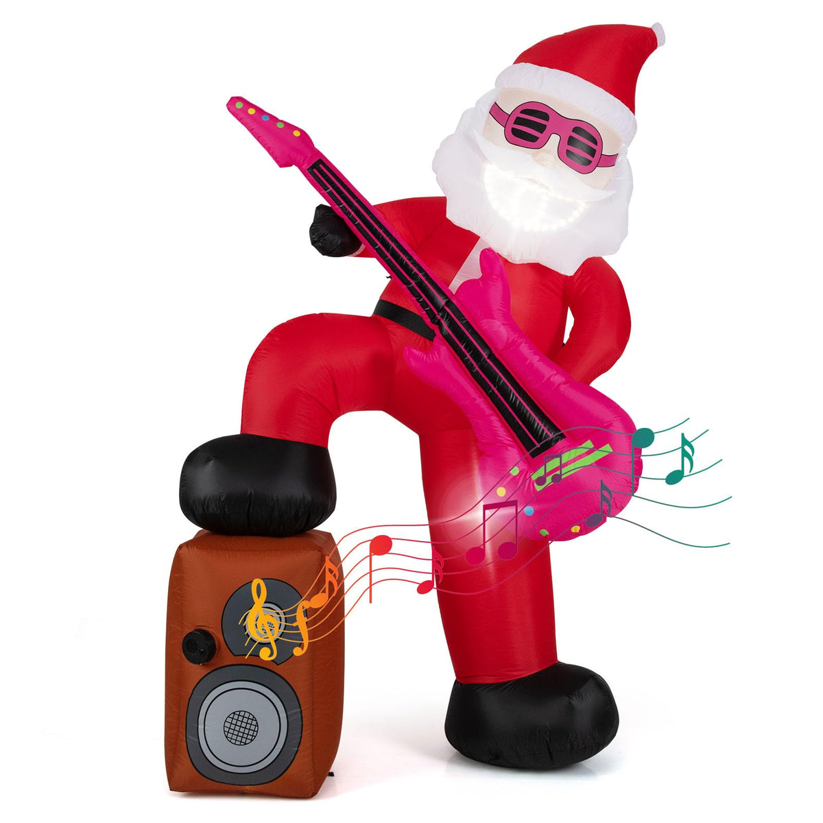 Lucktree 8.4FT Rocking Santa Inflatable with Guitar | Animated Christmas Decoration