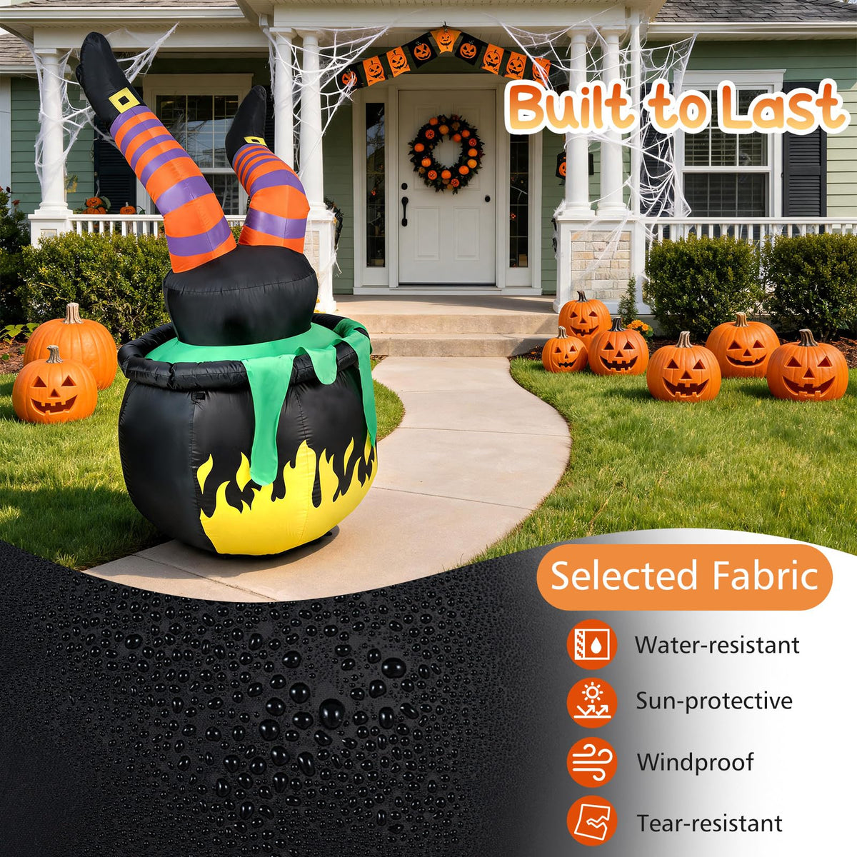 Lucktree 6 FT Animated Halloween Lighted Inflatable Kicking Witch