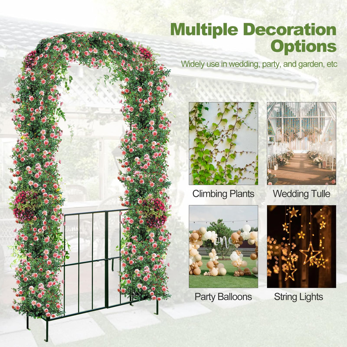 Lucktree 7.5Ft Garden Arbor with Gate