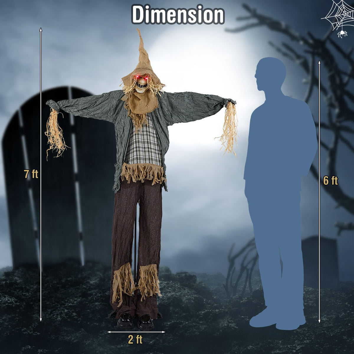 Lucktree 7 FT Halloween Decoration Animated Standing Scarecrow