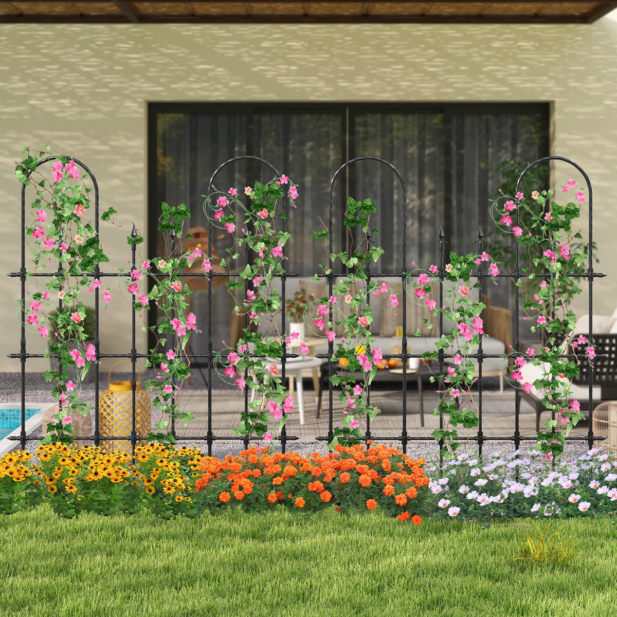 Lucktree Outdoor Garden Trellis for for Climbing Plants, 73” Tall Trellis w/Rustproof PE Coated Metal Pipes
