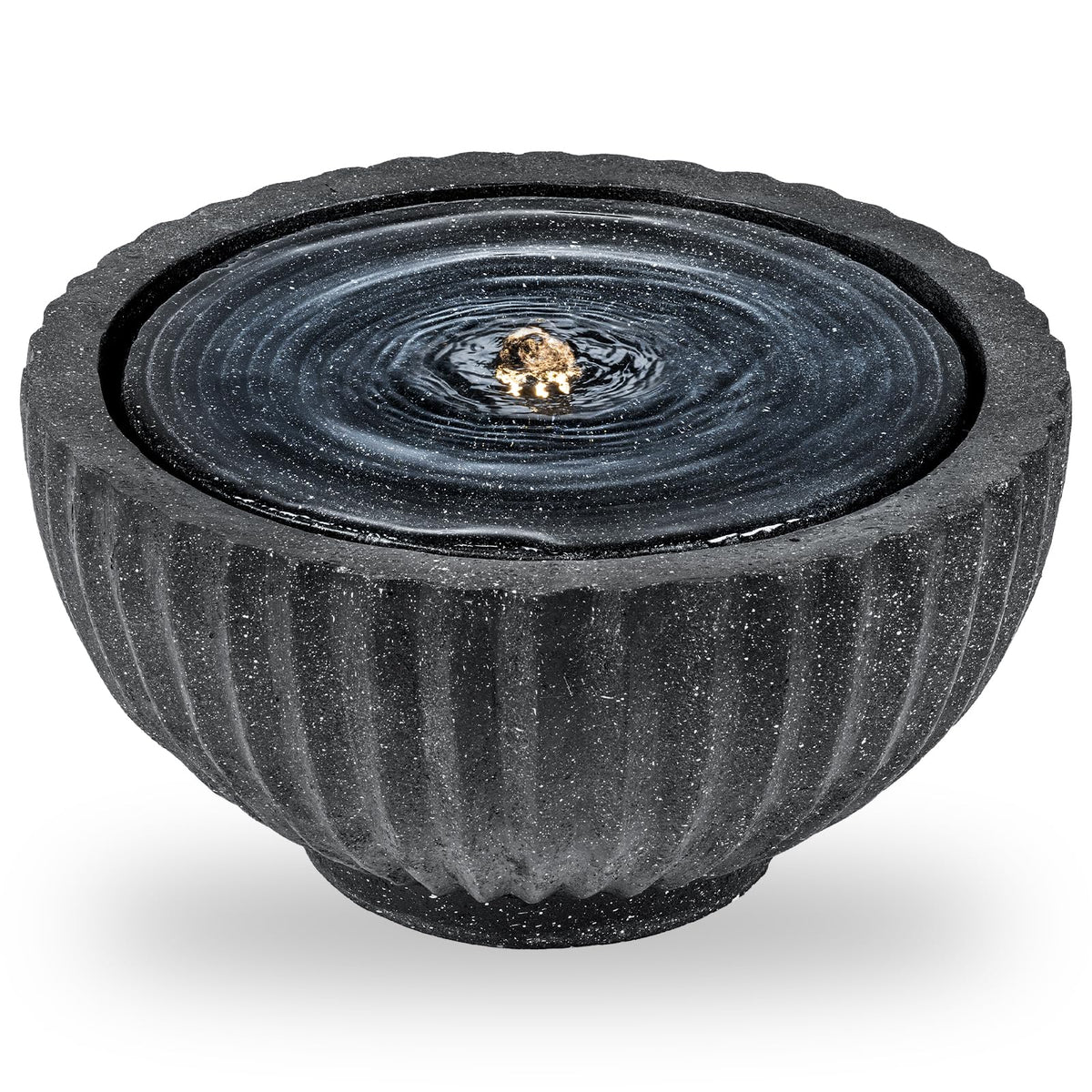 Lucktree 17.5"/18" Round Outdoor Water Fountain with 6 LED Lights