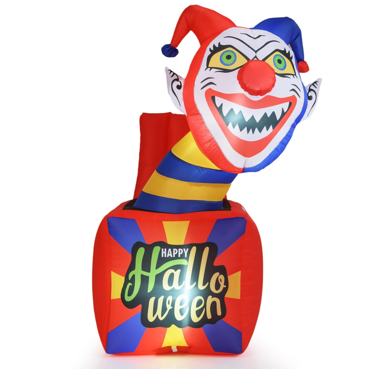 Lucktree 5 Ft Halloween Inflatable Clown, Blow up Circus Clown Box
