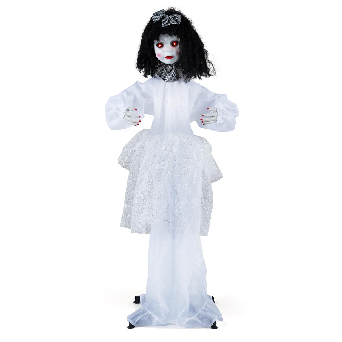Lucktree 4 FT Animated Halloween Doll Girl with Shaking Head & Posable Arms