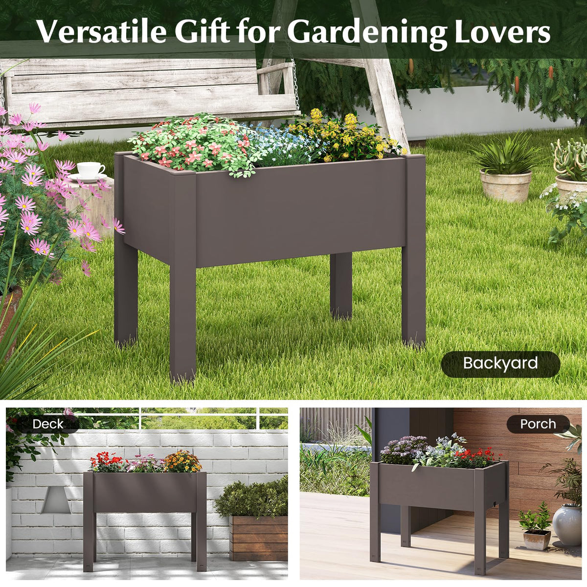 Lucktree Raised Garden Bed with Legs, Self-Watering Planter Box with Water Level Indicator