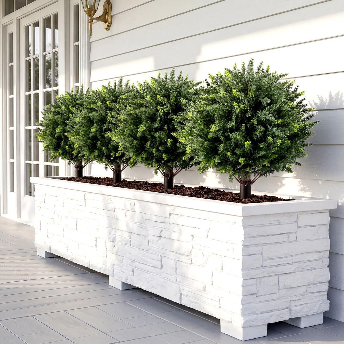 Lucktree 27.5" Artificial Cypress Topiary Trees Set of 2 for Front Porch Patio Home Decoration
