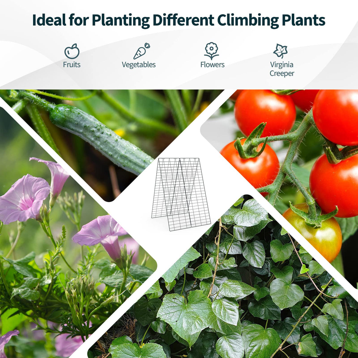 Lucktree 4 Panels Cucumber Trellis A-Frame Garden Trellis for Plant Climbing