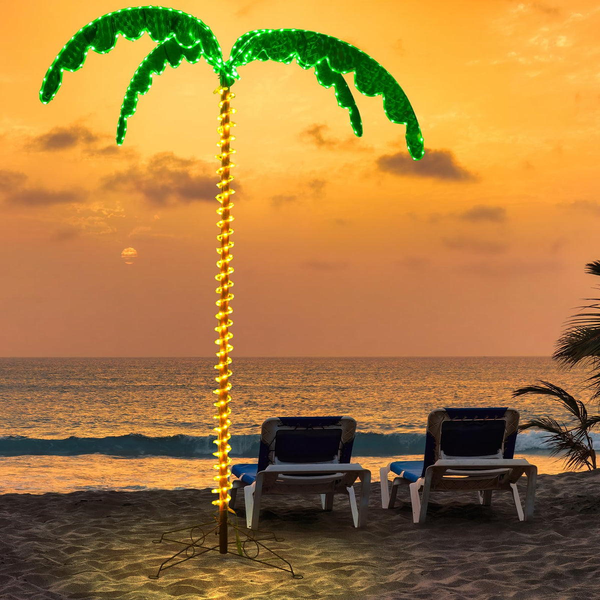 Lucktree 7.5 FT Lighted Palm Tree, Tropical Christmas Tree with 332 LED Lights