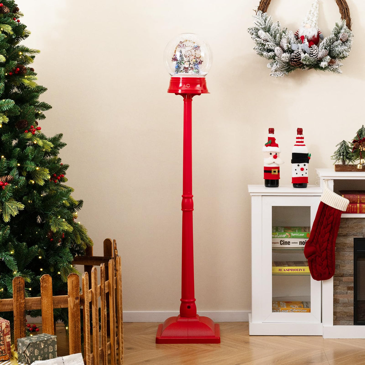 Lucktree 5 Ft Christmas Snow Globe Lantern ( Snowing Santa with Ferris Wheel )