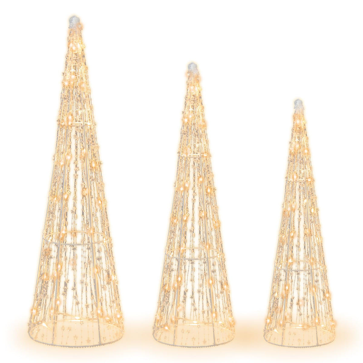 Lucktree Set of 3 Lighted Christmas Cone Trees
