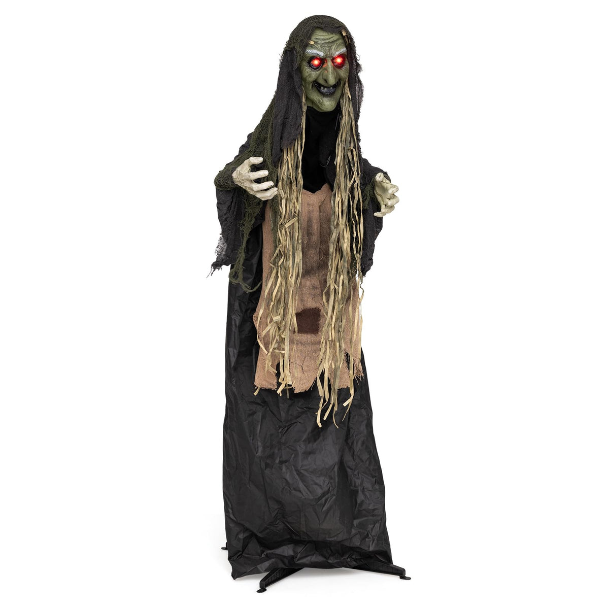Lucktree 5.3 FT Halloween Animatronics Standing Hunchback Witch Decorations