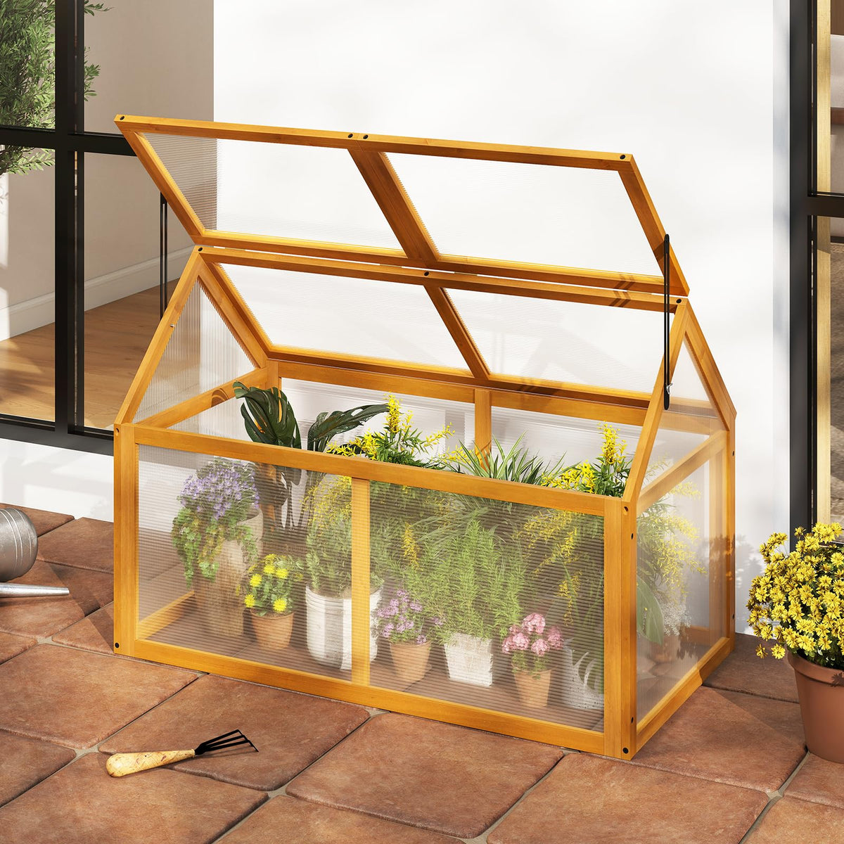 Lucktree Portable Raised Flower Planter Protection with Transparent Panels & Adjustable Roof