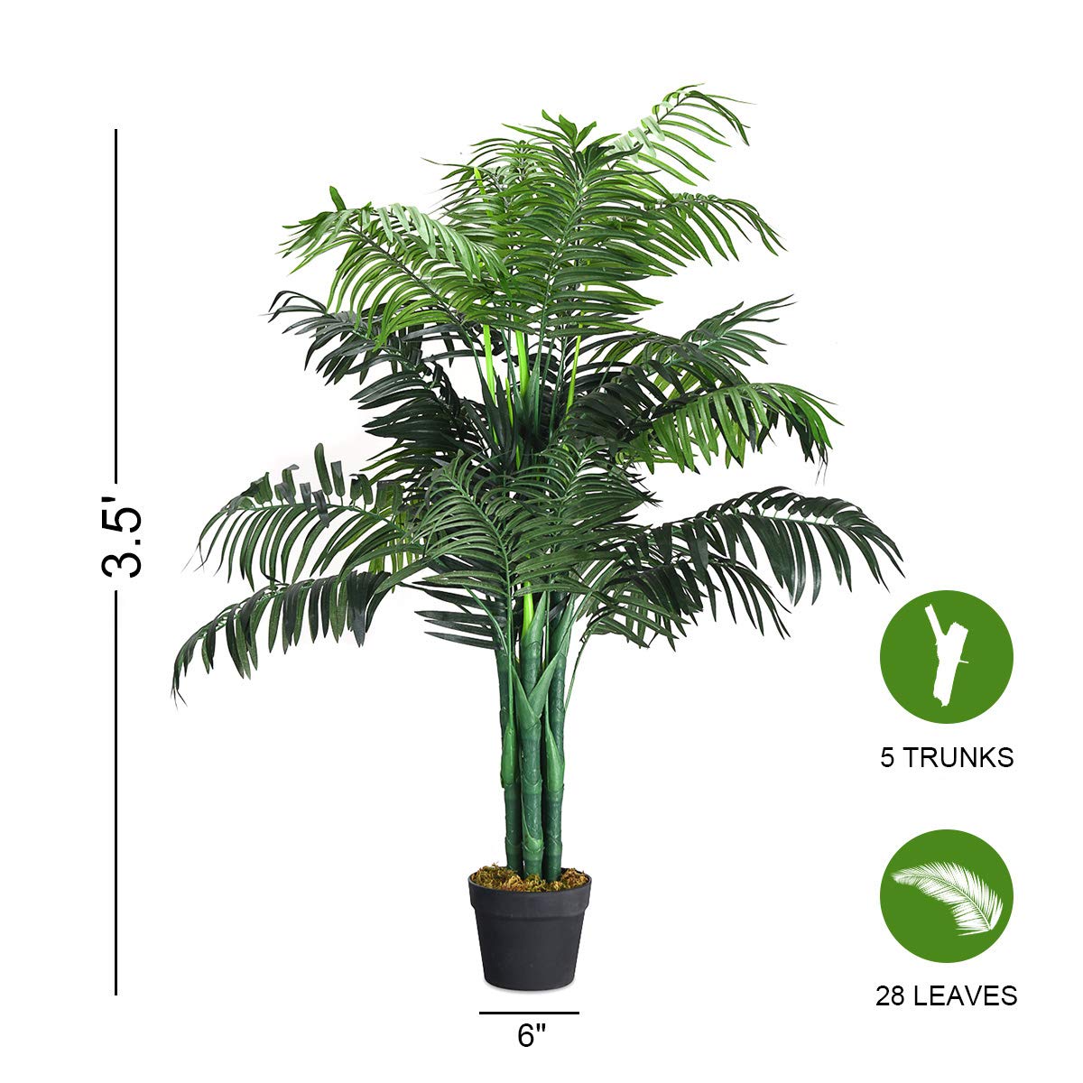 Lucktree 3.5 Feet Tall Potted Artificial Palm Tree for Indoor Outdoor