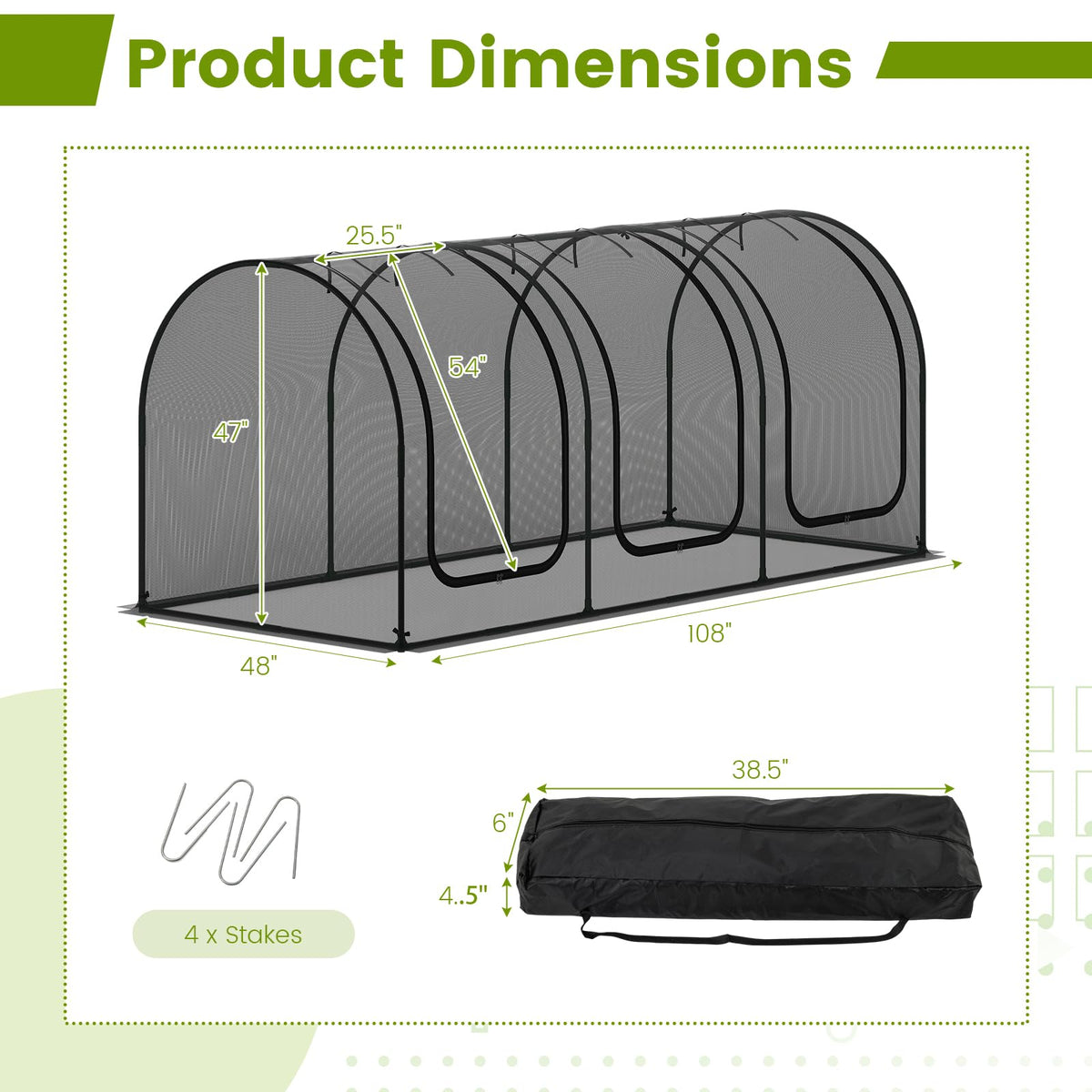 Lucktree 108” x 48” x 47” Tunnel Crop Cage