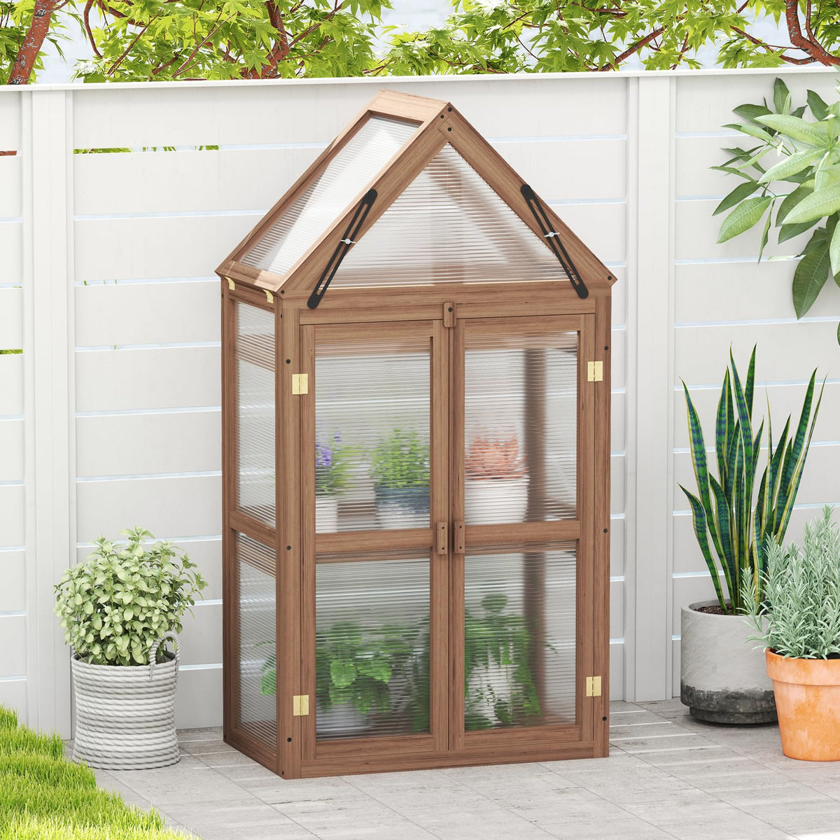 Lucktree Garden Cold Frame Mini Greenhouse Storage Shelves