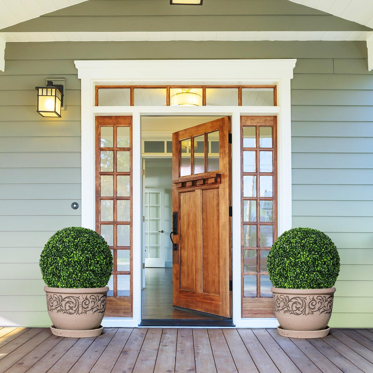 19 Inch Topiary Ball 2 pcs Sun Protective Faux Boxwood Greenery Balls