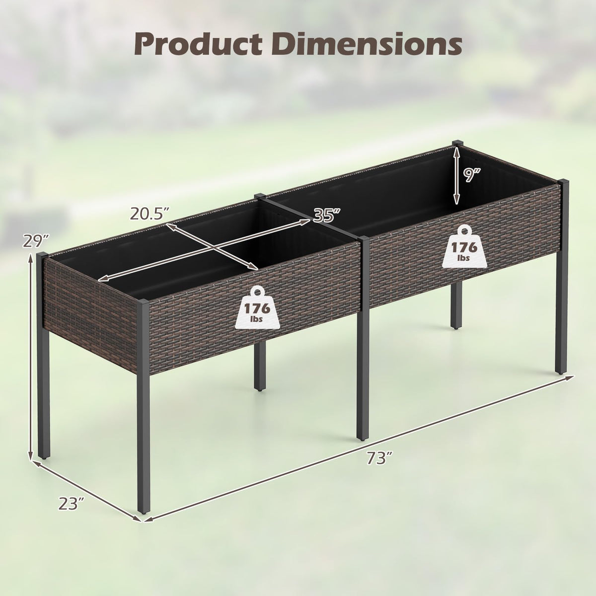 Lucktree 6 x 2 FT Raised Garden Bed with Legs