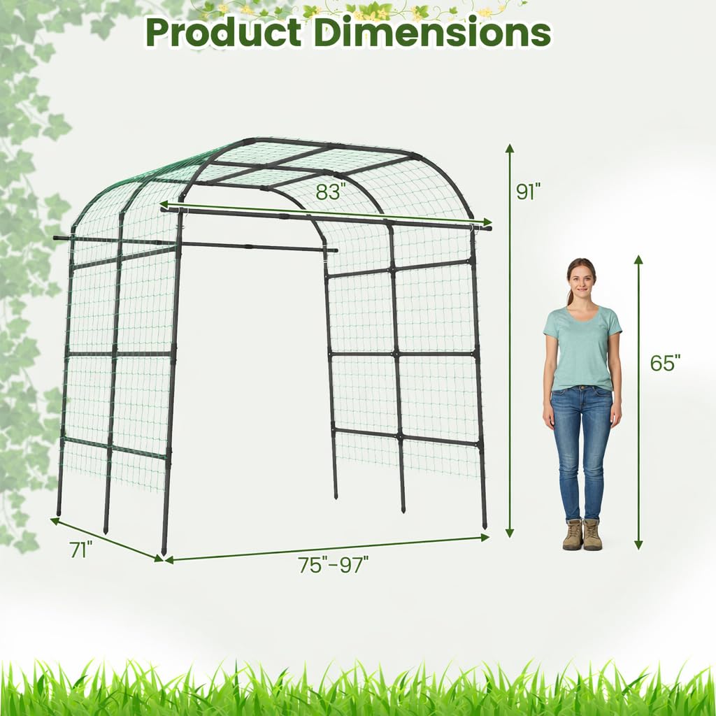 Lucktree Metal Garden Arch Trellis for Climbing Plants Outdoor
