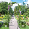 87" Steel Garden Arch with Planter Beds, Dig-Free Wedding Arbor w/Lockable Gates for Vines