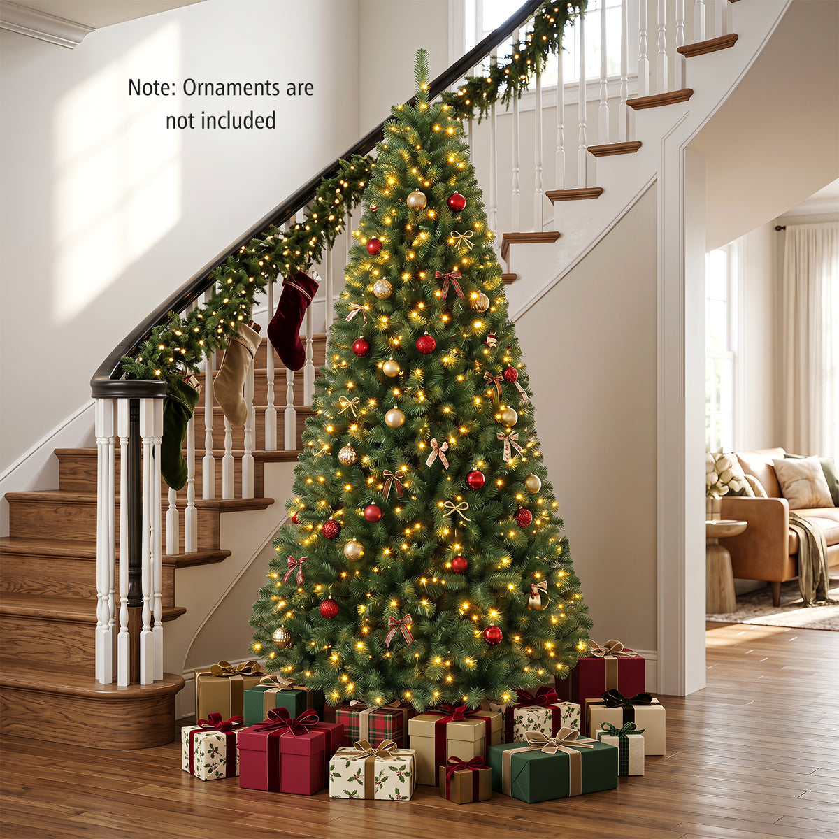 7/6/8 FT Pre-Lit Artificial Christmas Tree, Artificial Xmas Tree