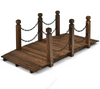 150cm Wooden Bridge, Arc Footbridge w/Safe Chain Railings, Outside Small Arc Pond Bridge