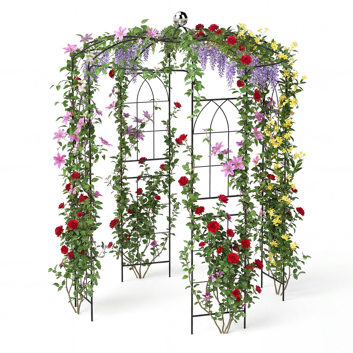 Birdcage Shape Gazebo, Garden Arch Trellis w/Hanging Hook for Climbing Plants