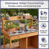 Wooden Potting Bench Table, Outdoor Garden Planting Table with Cabinet Drawer