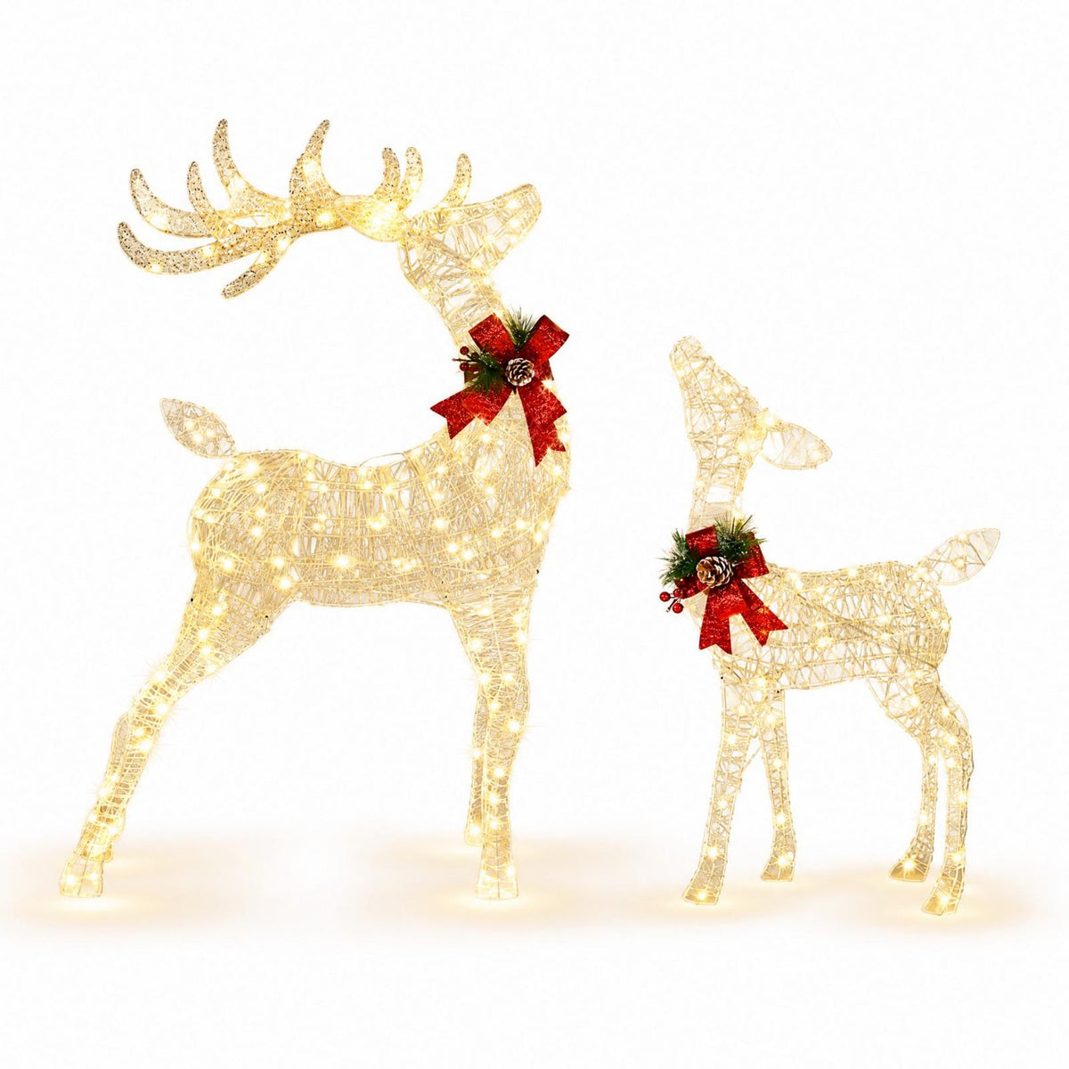 Lighted Christmas Reindeer Decoration, Small Holiday Deer Figure with 50 LED Lights & 4 Stakes