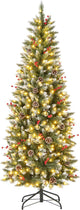 6FT Pre-Lit Pencil Christmas Tree, Artificial Xmas Tree with 618 Branch Tips