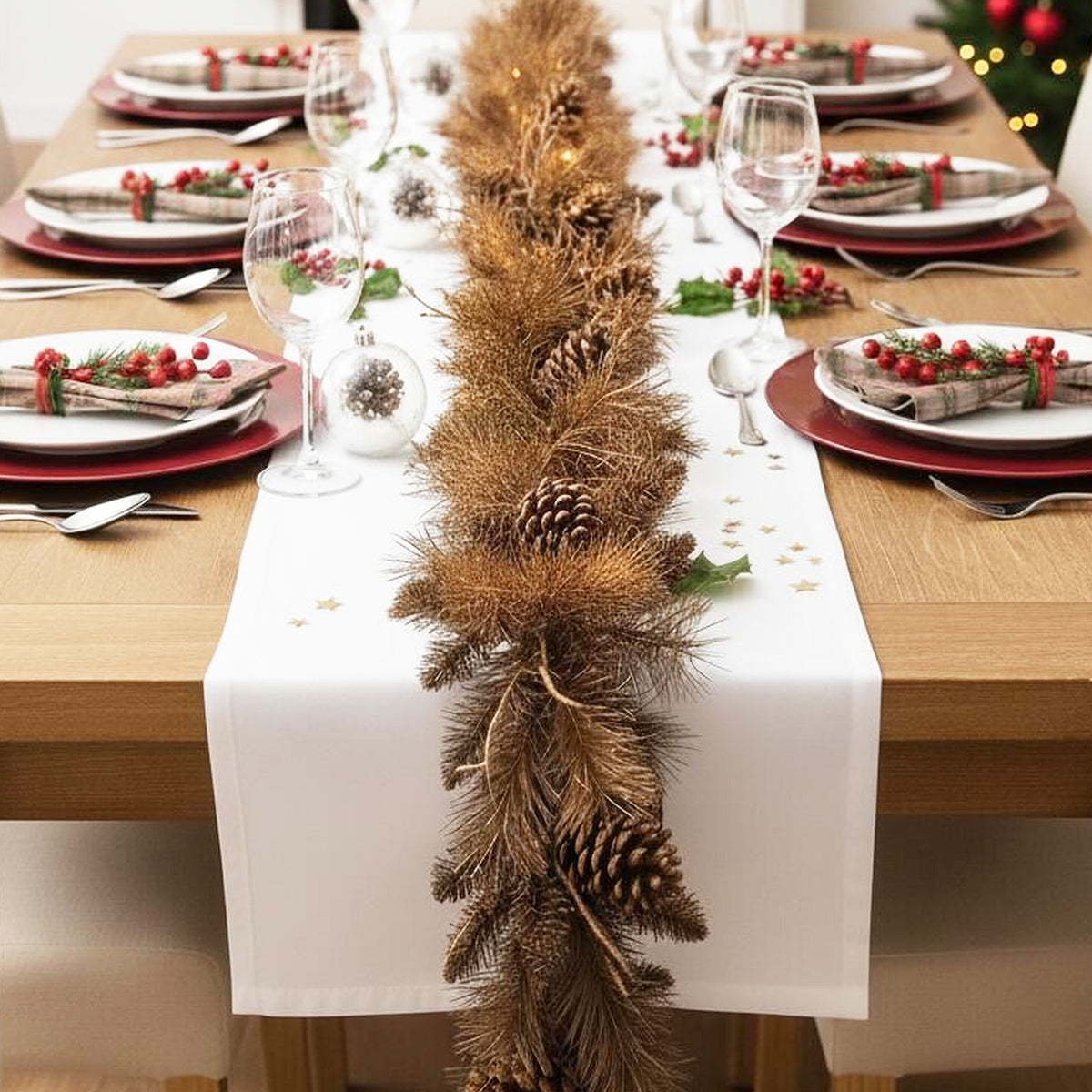 9FT Pre-lit Artificial Christmas Garland, Christmas Garland with 35 Warm White LED Lights