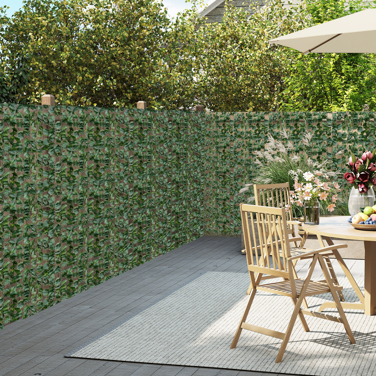 Faux Ivy Privacy Screen, Expandable Artificial Greenery Fence