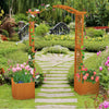 Wooden Garden Arbor with Planter Boxes, White Trellis Archway for Climbing Plants & Decorations