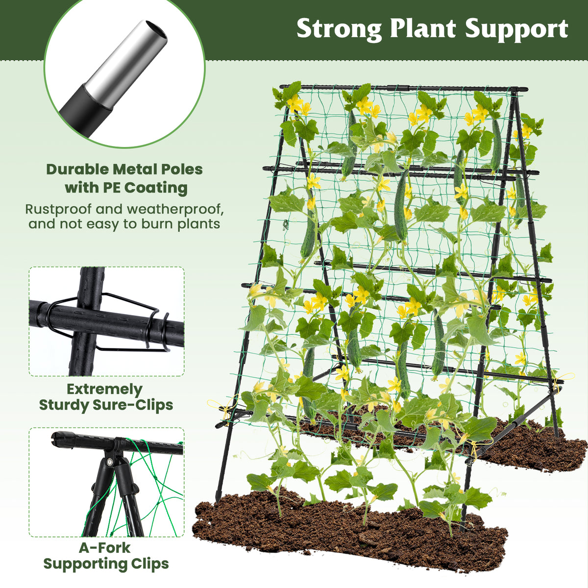 Garden Trellis for Climbing Vines, Outdoor Tomato & Cumber Trellis with A-Frame Support