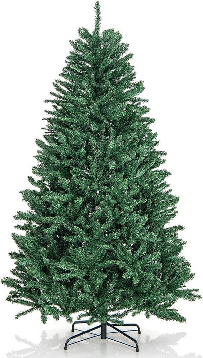 LuckTree Hinged Christmas Tree PVC Artificial Tree Home Holiday Décor w/Metal Stand (7.5 FT)