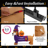 5FT Long Halloween Inflatable Dachshund, Blow Up Wiener Dog with Pumpkin & Witch Hat