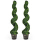 4ft Faux Boxwood Topiary Tree, Spiral Sun-Protected Potted Fake Plant with Cement-Filled Plastic Pot