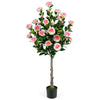Lucktree 50.5" Artificial Camellia Tree with 27 Camellia Blossoms | Realistic Fake Potted Floral Tree