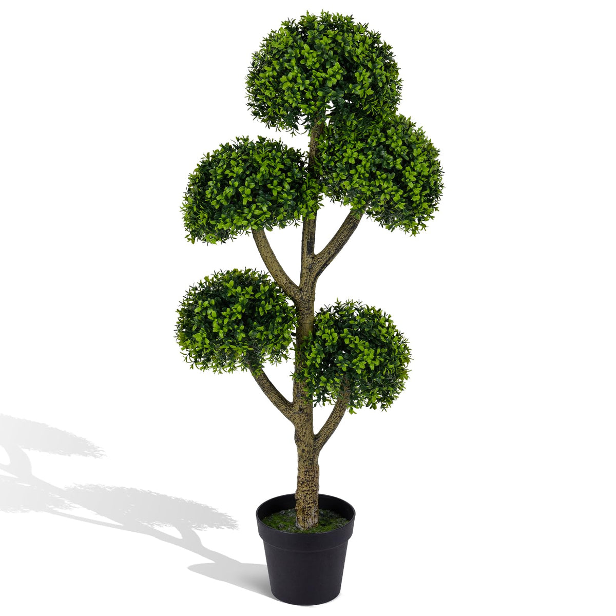 Lucktree 46" Artificial Boxwood Topiary Tree with 5 Ball-Shaped Topiaries