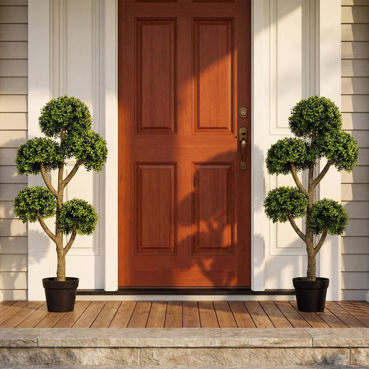 Lucktree 46" Artificial Boxwood Topiary Tree with 5 Ball-Shaped Topiaries