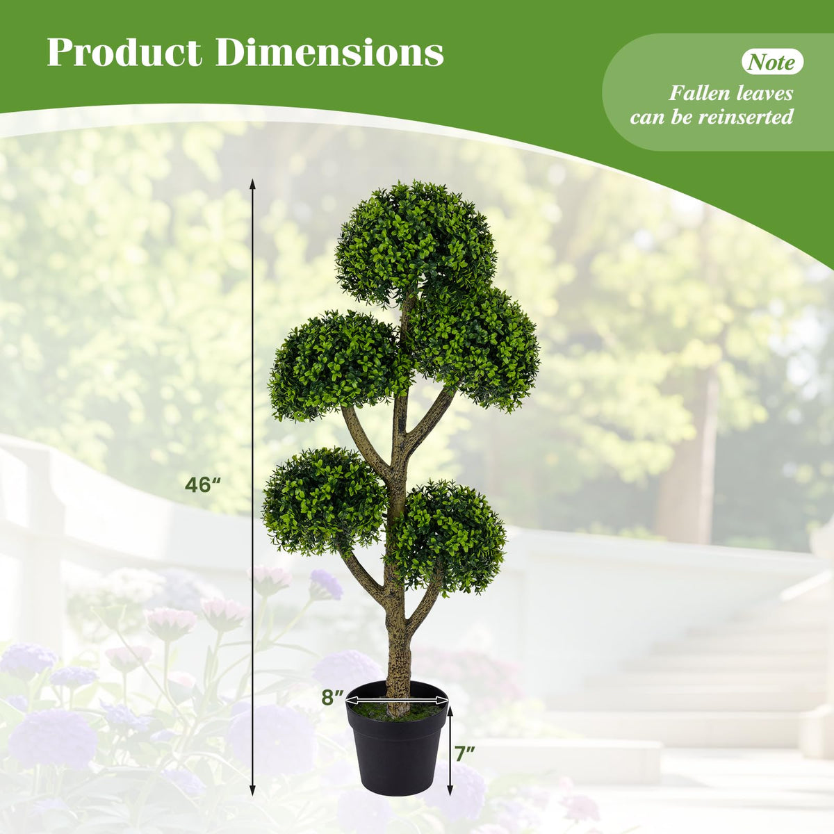 Lucktree 46" Artificial Boxwood Topiary Tree with 5 Ball-Shaped Topiaries
