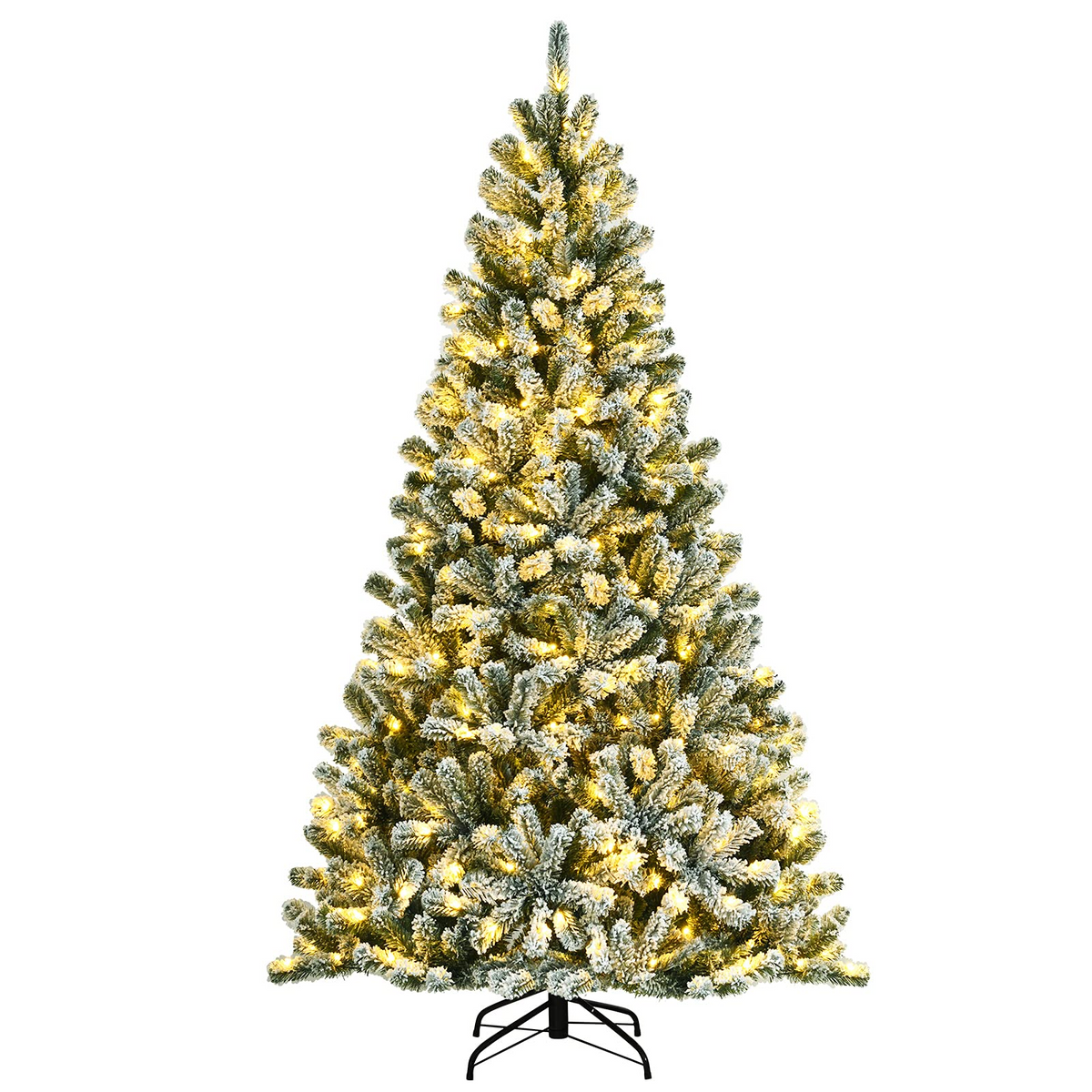 Lucktree Snow Flocked Christmas Tree, Artificial Hinged Xmas Tree - LucktreeUS