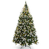 Lucktree Pre-lit Snow Flocked Christmas Tree,Hinged Artificial Xmas Tree, Indoor Holiday Festival Decoration - LucktreeUS