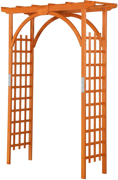 Outdoor Wood Arbor Arch, Natural Solid Wood Garden Arch Arbor Trellis for Climbing Plants