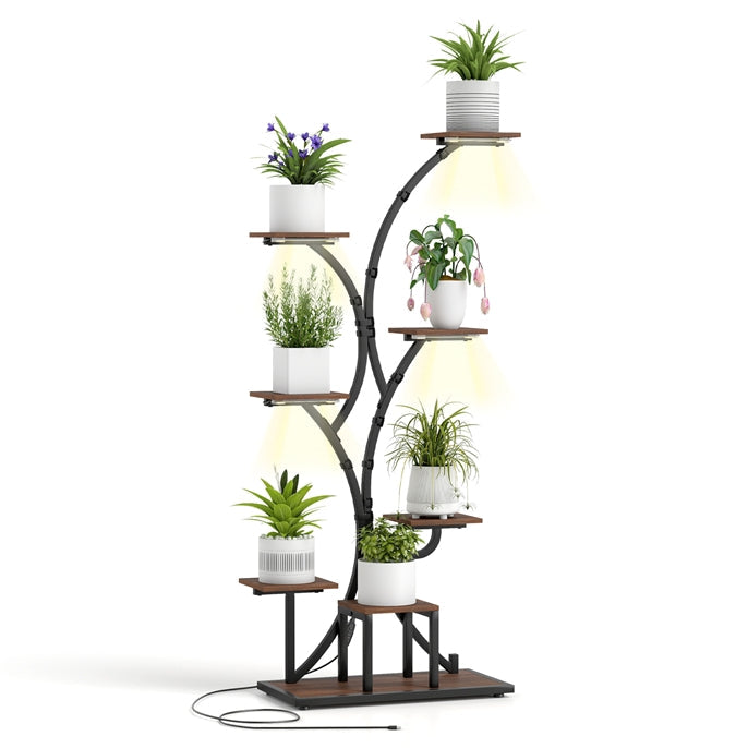 Lucktree Plant Stand Indoor with Grow Lights 8-Tier 58" Tall Corner Metal Plant Shelf