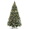 Lucktree Pre-lit Snow Flocked Christmas Tree,Hinged Artificial Xmas Tree, Indoor Holiday Festival Decoration - LucktreeUS